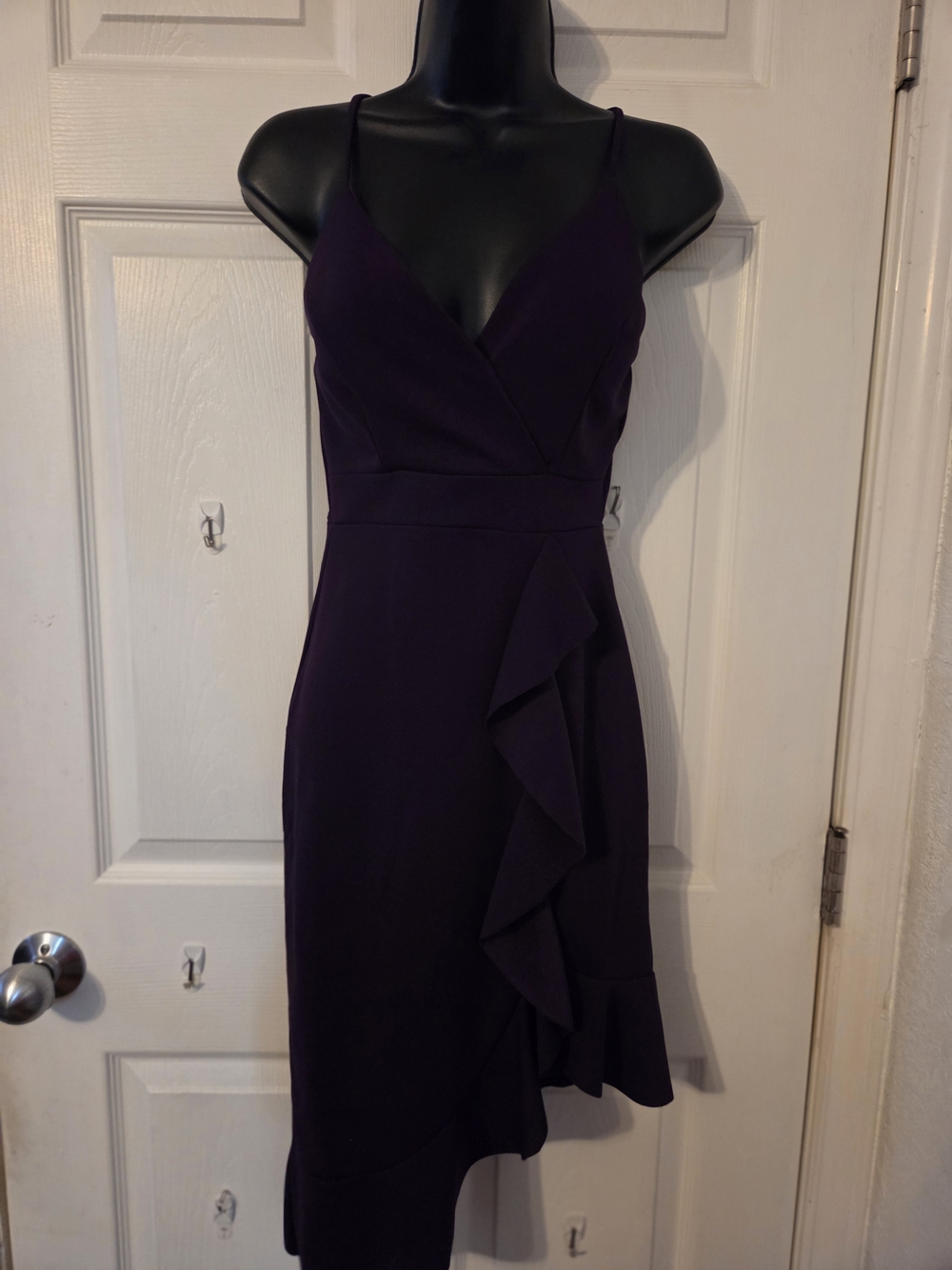 Sleeveless Purple Ruffle Wrap Dress